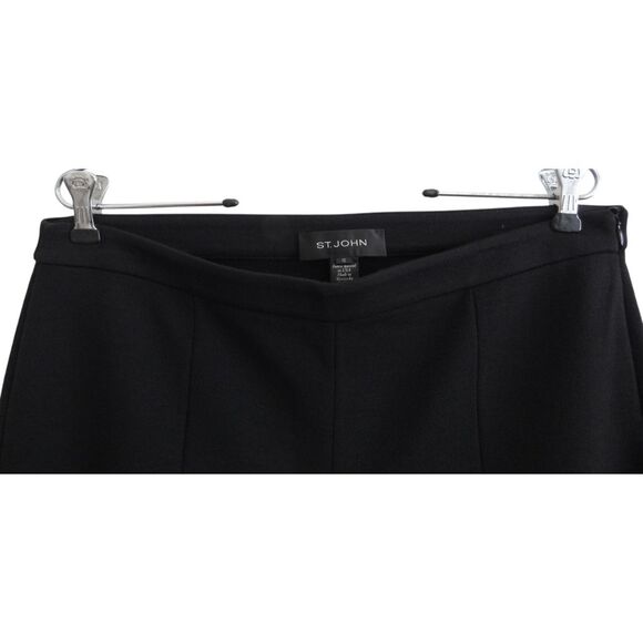 St. John Crop Pants Black Wool Blend Side Zip Ankle Leg Zipper Detail Sz 12 - Picture 3 of 6